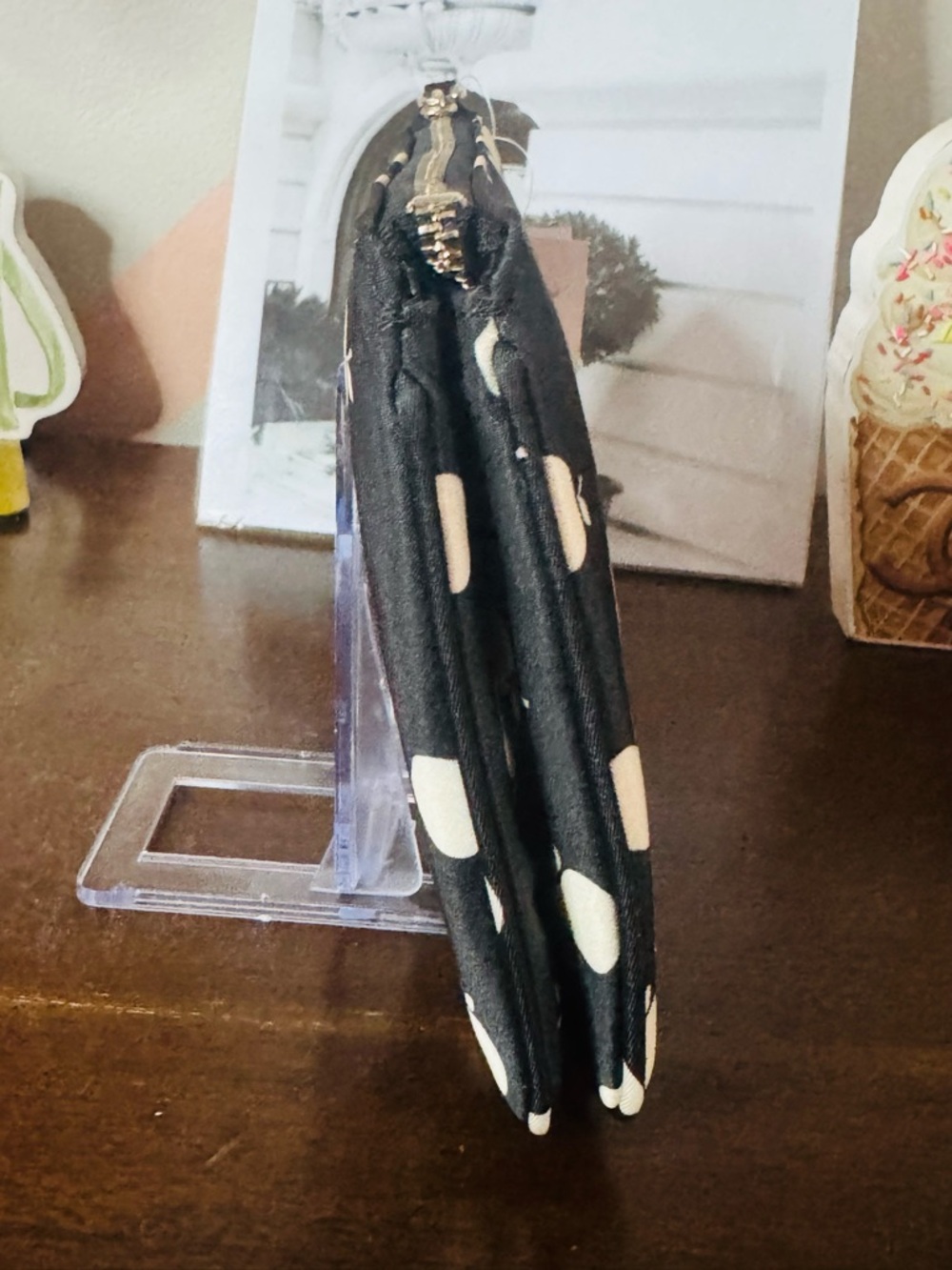 Kate Spade Black Apple-Print Dual Gusset Wristlet - Picture 5 of 8